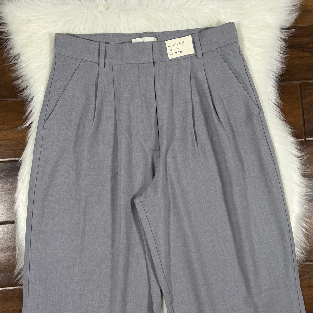 Abercrombie & Fitch Size 10 R / 30 R Gray Sloane High Tailored Wide Leg Pants - Picture 2 of 8